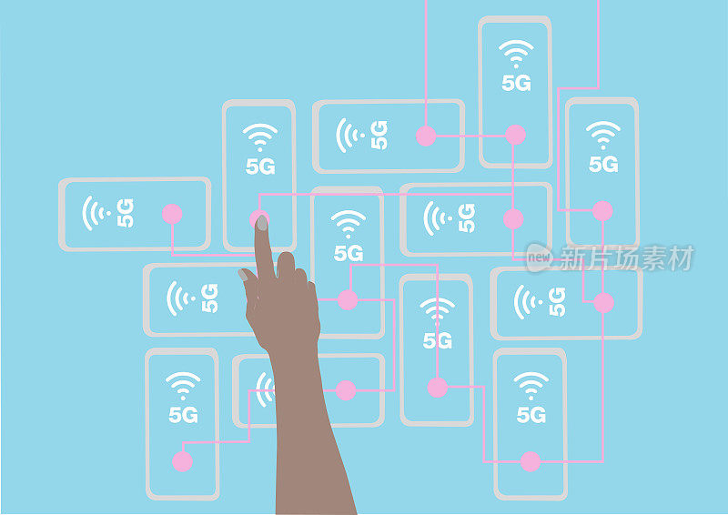 手拿手机。5 g连接通信。技术标准